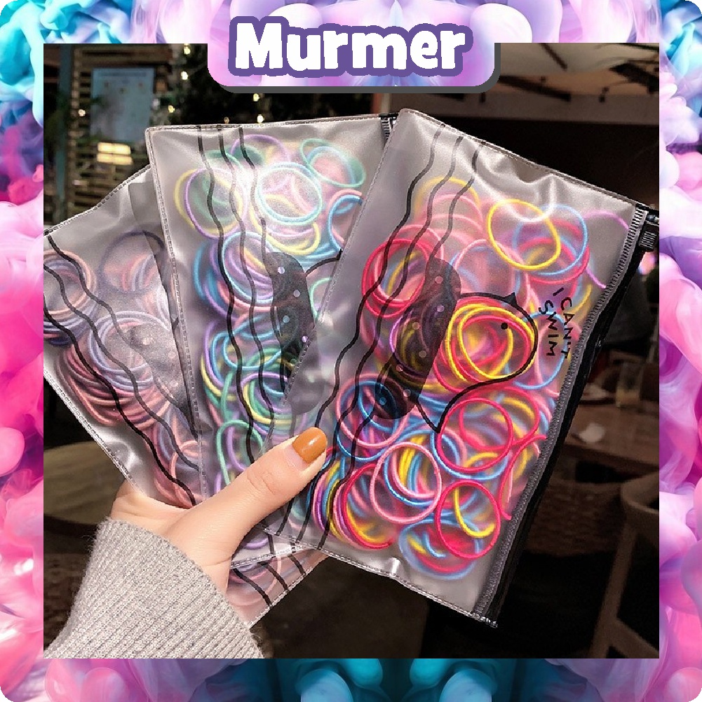 MurmerOfficial R209 Ikat Karet Rambut 100 pcs + Bag Warna Polos Gaya Korea / Ikat Rambut Elastis