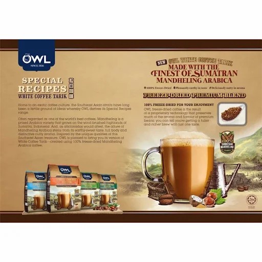 Owl White Coffee Tarik 3 In 1 15 Pc Coconut Sugar Rasa Kelapa Halal