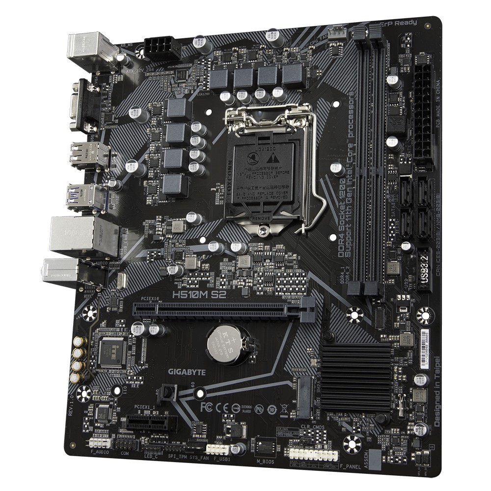 Gigabyte Motherboard H510M S2, M.2 NVMe , LGA 1200, DDR4, 2 DIMMs