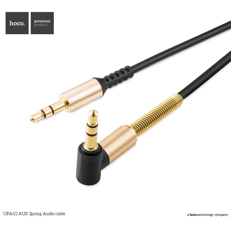 Hoco UPA02 Spring AUX Flexible Cable 3.5mm 2Meter with Mic HITAM