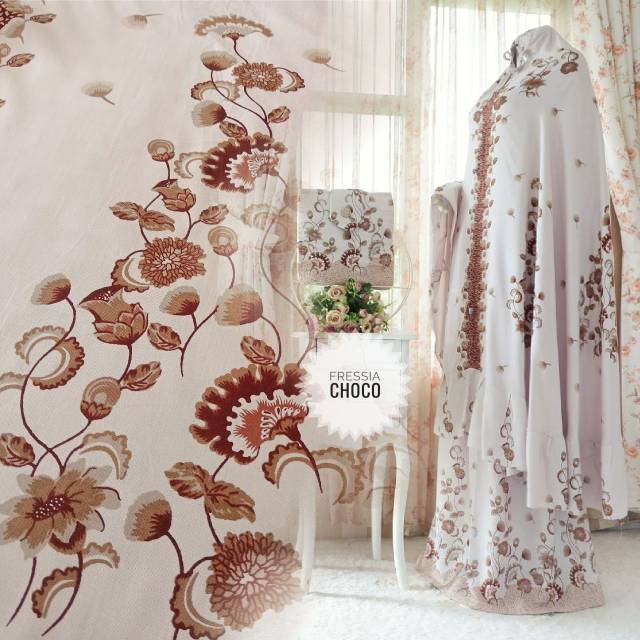 Mukena Fressia | Mukena khimara Rayon Premium | Rukuh Batik Cantik | Telekung jumbo