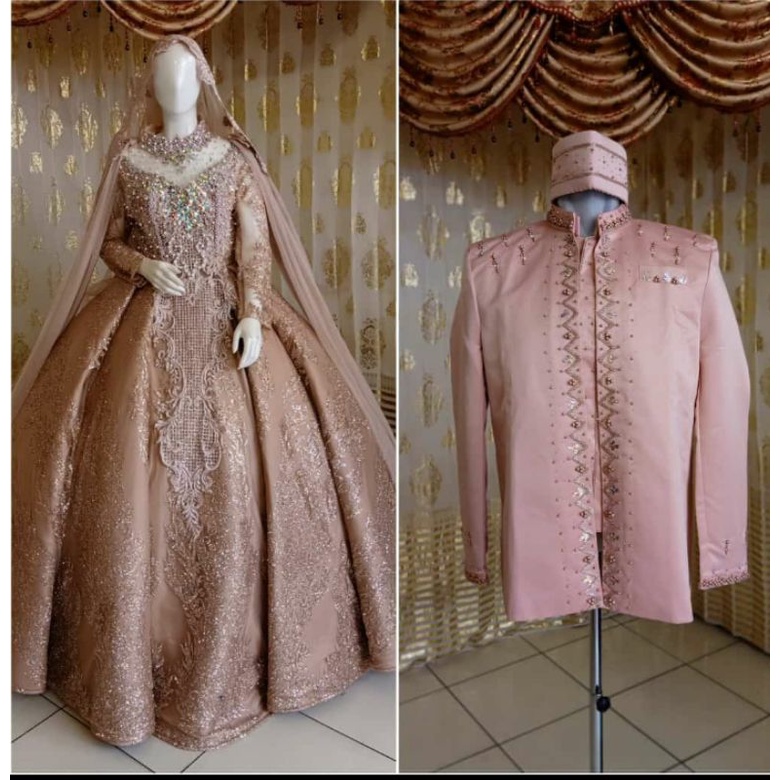 COUPLE GAUN PENGANTIN BARBIE BEREKOR//BESKAP FULL PAYET