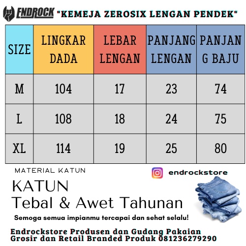 Original kemeja pria lengan pendek Zerosix