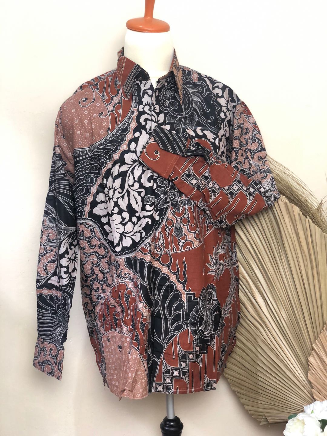 Bswart Hrb026 Kenongo Kemeja Batik Lengan Pendek Manggar Abu Kemeja Batik Pria