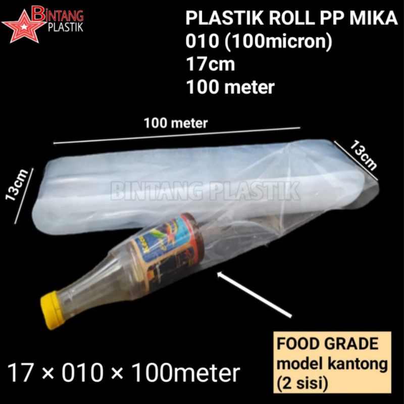 PLASTIK TEBAL ROLL 17 CM 100 METER KANTONG PLASTIK ROLL PP MIKA PLASTIK ROLL KEMASAN