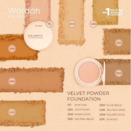 WARDAH COLORFIT Velvet Powder Foundation SPF 20 PA+++ | TWC Bedak Padat