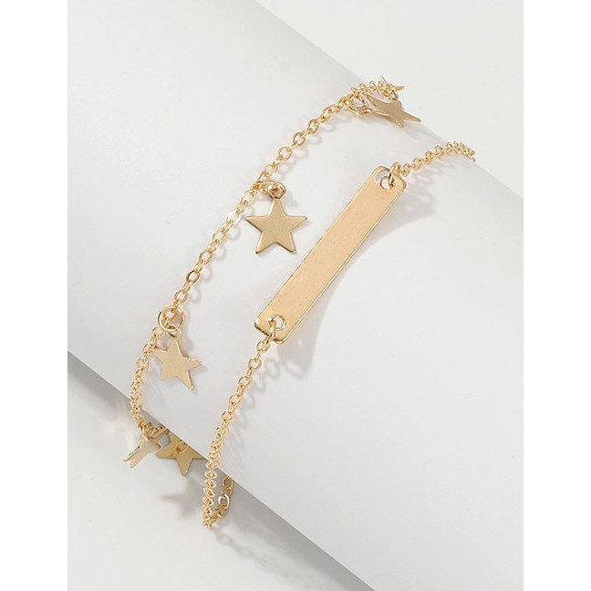 LRC Gelang Kaki Fashion Gold Star Anklet F58392