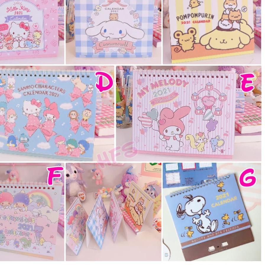 

[DISKON] kalender meja 2021 universal motif karakter hk melody LTS cinnamorol pompurin snoopy