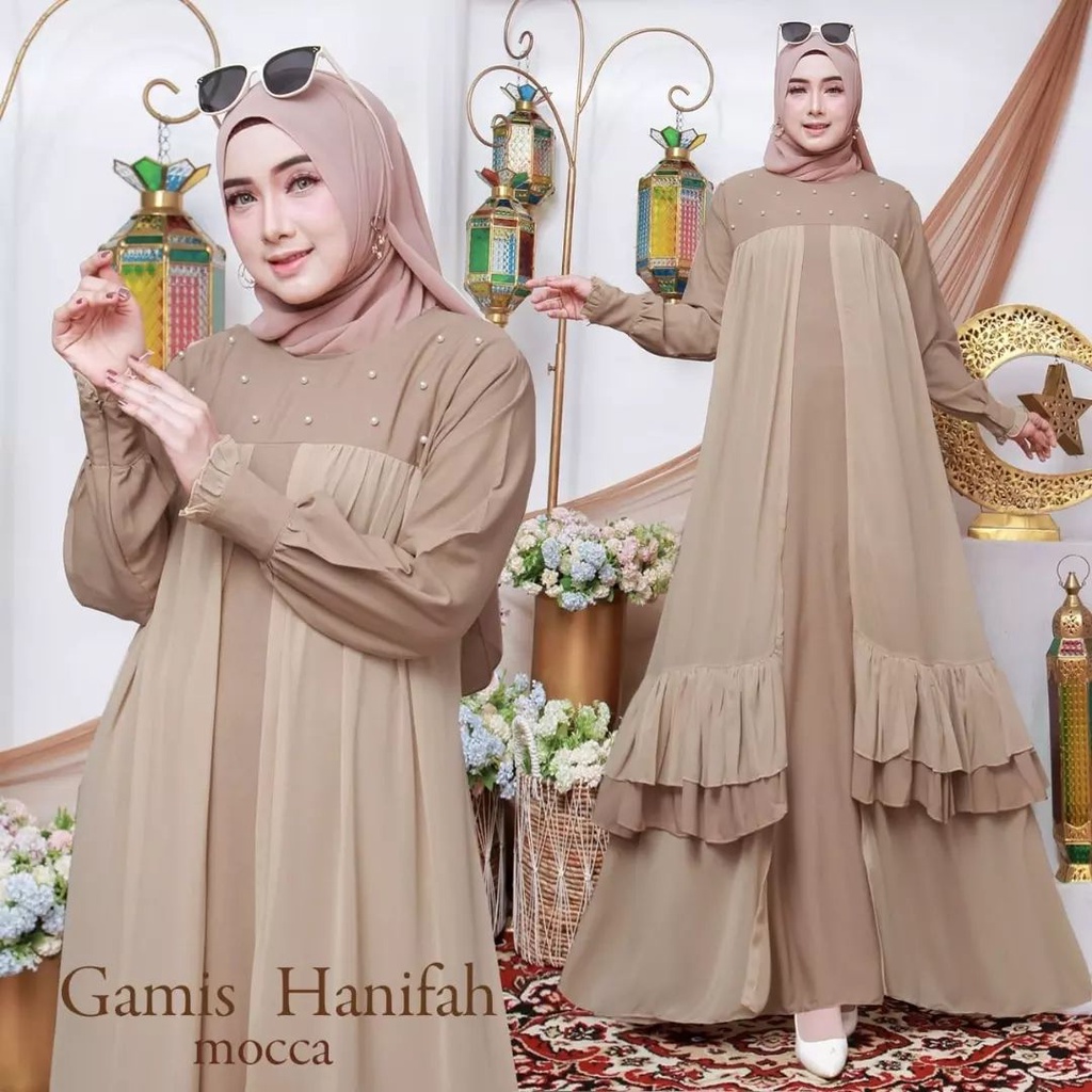 Gamis Hanifah Bahan ItyCrepe Mix Ceruti / BAJU DEWASA MURAH TERBARU 2021 / Gamis Kondangan