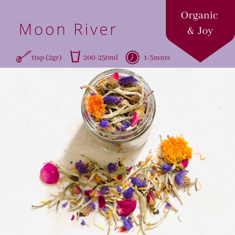 Organic&amp;Joy• Moon River Tea Blend| White tea| Teh silver needle (tea blend,teh calendula,teh putih,teh bunga calendula(