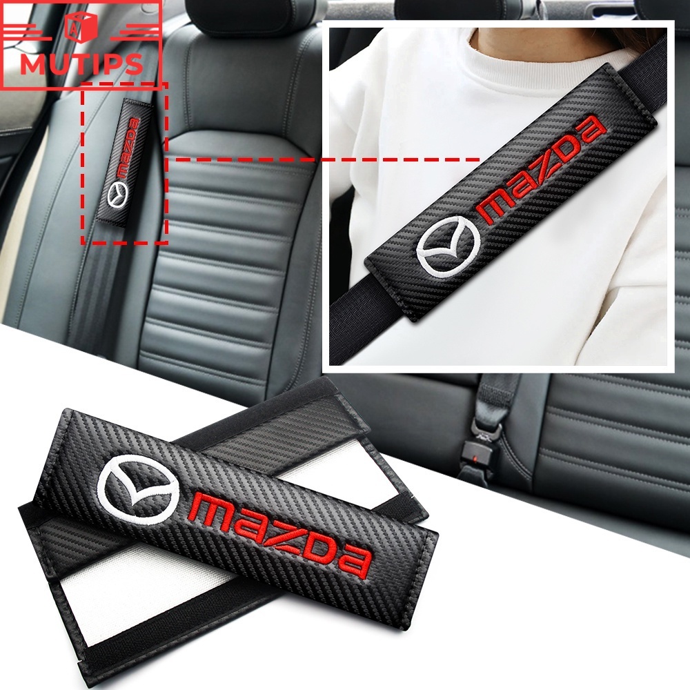 Mazda 2 Pak Cover Sabuk Pengaman Mobil Bahan Serat Karbon Untuk 2 3 CX5 CX30 CX8 CX3 Mazda2 6 5 bl gh gp