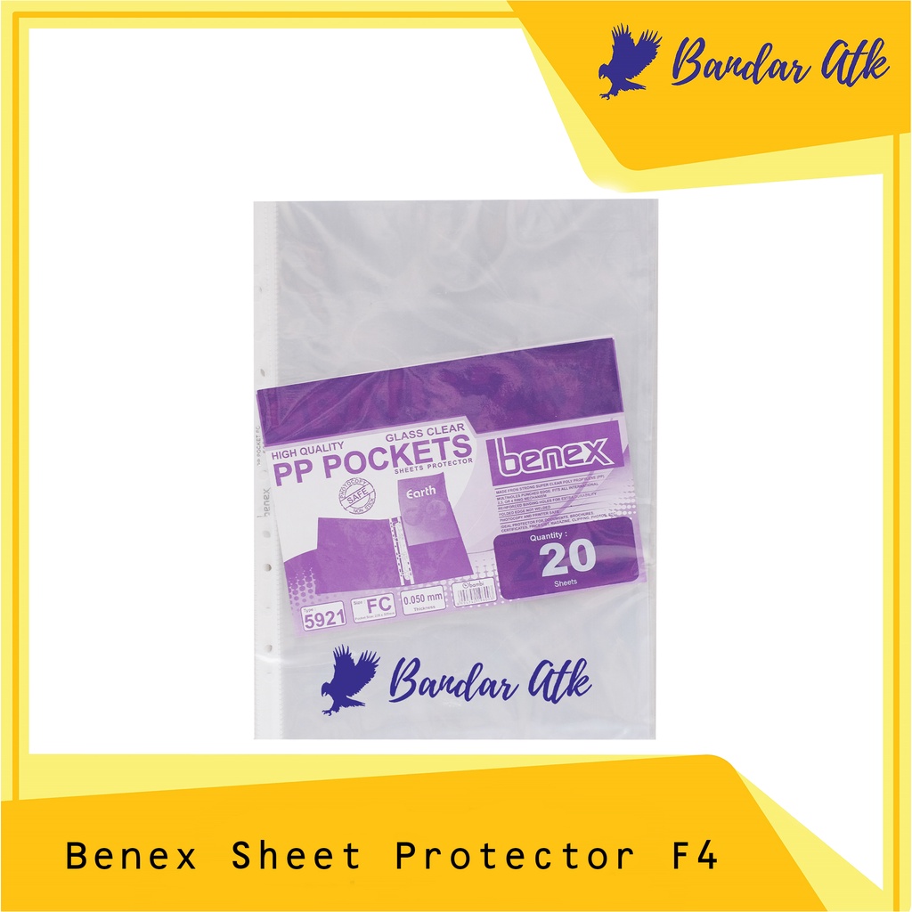 

BENEX Sheet Protector / PP Pockets 5921 F4 FOLIO isi 20 Lembar [1 PACK]