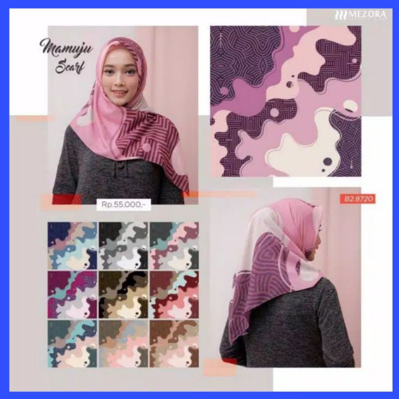 Hijab/kerudung Segiempat Motif MAMUJU SCARF BY MEZORA