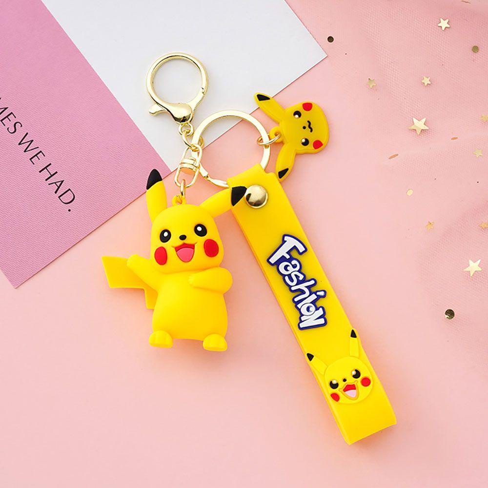 [Elegan] Kartun Gantungan Kunci Kreatif Pria Wanita Hadiah Pikachu Psyduck Pokémon Action Figure Ransel Liontin Alloy Key Lanyard