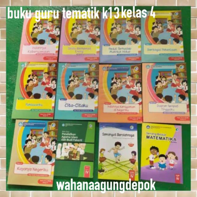 Harga satuan buku guru tematik k13 dikbud kelas 4 tema 1,2,3,4,5,6,7,8,9 pai, matematika, pjok