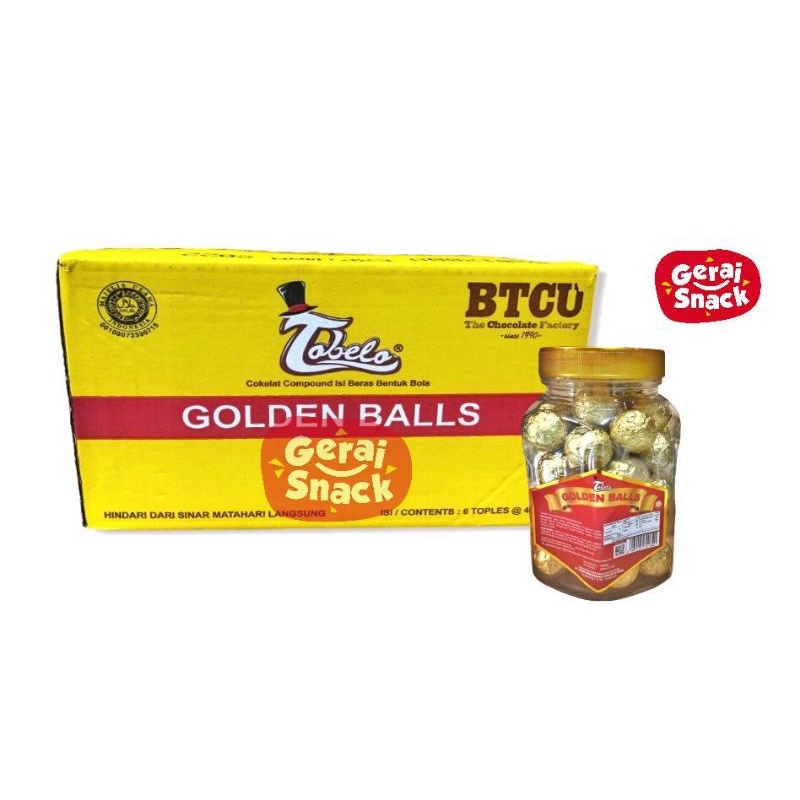 Golden Balls Tobelo 1 BOX isi 6 Jar Cokelat Bola isi Beras Crispy Best Seller (6 Jar x 40 Pcs)