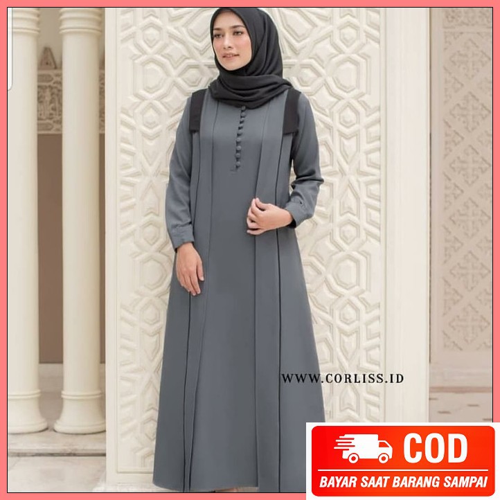 Gamis Hitam Jumbo Bordir Emas Bahan Jersey Dan Gamis Pesta Mewah  LS819 Baju Gamis Wanita Terbaru