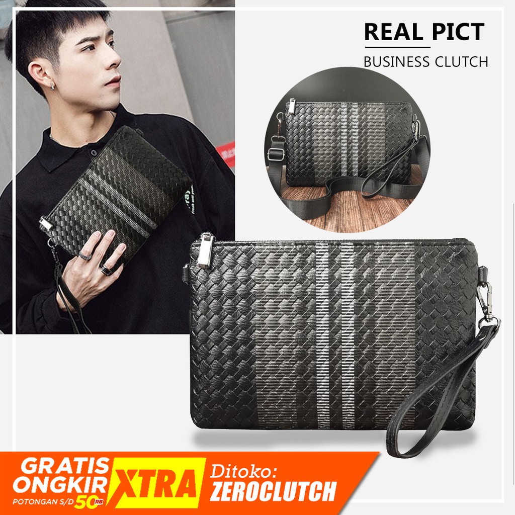 Clutch Pria Murah Clutch AndBun By The X Woof Xclutch Business Clutch Motif Botega Anyam/Rajut Handbag Pria