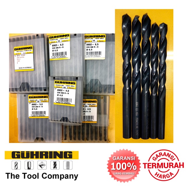 MATA BOR BESI HSS GUHRING POWERLINE 1mm 1.5mm 2mm 2.5mm 3mm 3.5mm 4mm 4.5mm 5mm 5.5mm ASLI MADE IN GERMANY