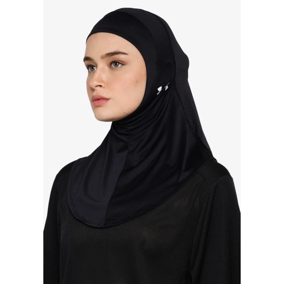 JUAL HIJAB SPORT UA HIJAB SPORT BLACK / SILVER