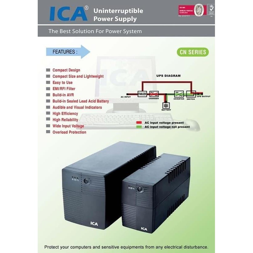 Promo Ups Ica 1300Va + Stabilizer , Ups Ica Cn1300 Garansi Resmi Ica