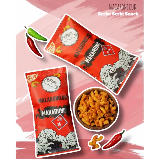 MacaroniCuk - Makaroni Pipa Kriuk Rasa Pedas Level 1 & 2 Kemasan 75gr
