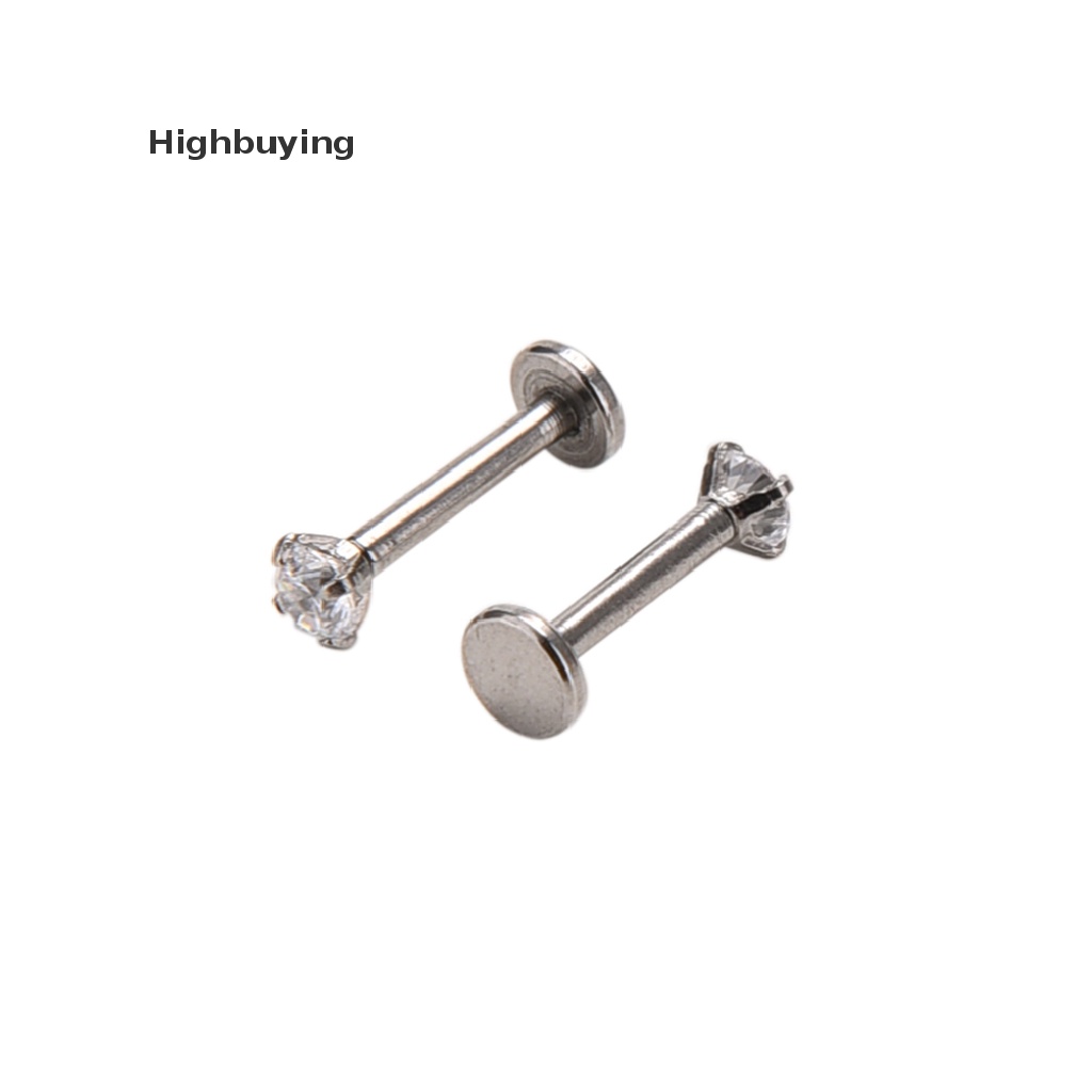 Hbid 2pcs Anting Tindik Bibir Bahan Surgical Steel Hias Cz Glory