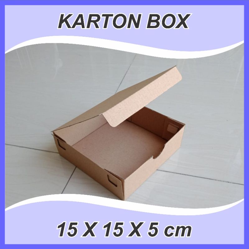 (10 pcs) Karton Box Polos uk 15x15x5 cm Polos EF Kardus Packing Murah | Box die cut box pizza Box hampers kotak box aksesoris-1