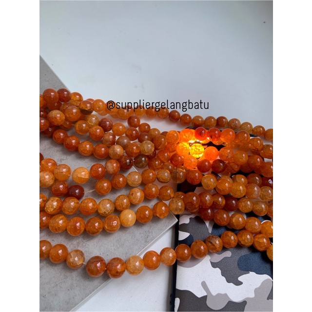 bahan carnelian orange muda serat 12mm oren aksesoris gelang kalung bahan craft kerajinan tangan batu alam asli natural bali etnik vitage