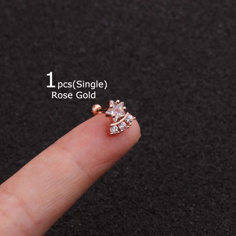 1piece Mini Star Shape Zircon Daith Rook Tragus Helix Earrings Piercing 20G 6mm Length