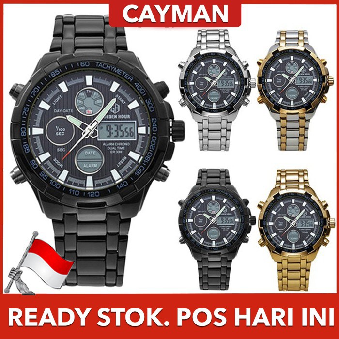 ★ Cayman ★ Golden Hour Jam Tangan Pria Fashion Stainless Steel Quartz Men Women Analog Watch SW166