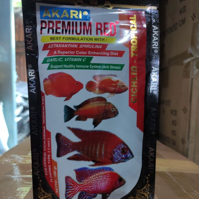 Makanan ikan AKARI AA PREMIUM RED BLUE YELLOW CICHLID 100GR