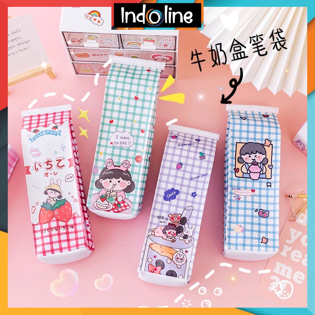 

Tempat Pensil Motif Kotak Juice Tas Pensil Unik Kotak Pensil Lucu Import COD ℒ 633
