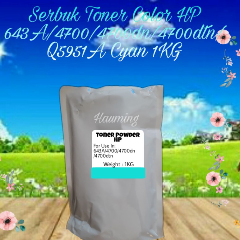 Serbuk Toner Powder Color HP 643A 4700 4700DN 4700DTN 4700N 4700PH+ Q5951A Cyan 1kg