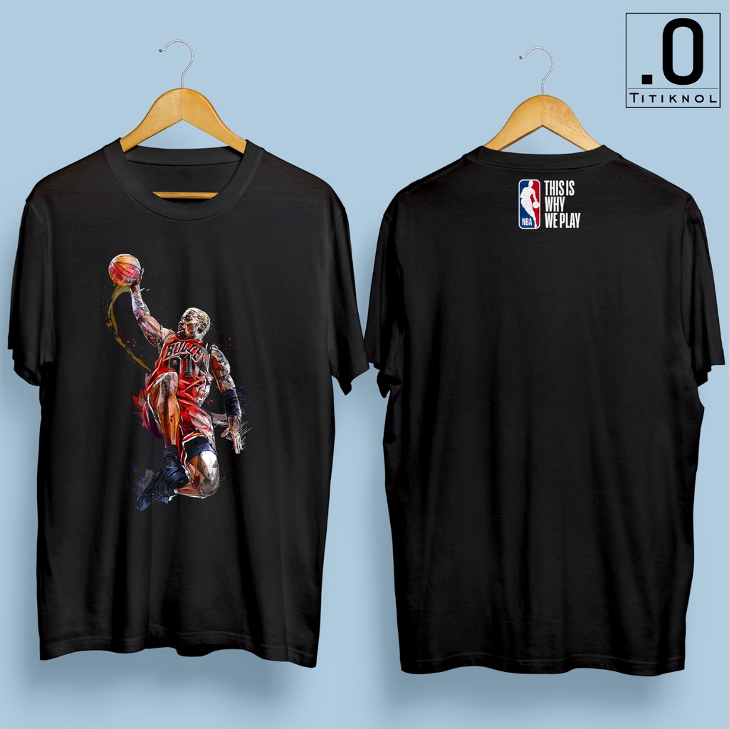 kaos tshirt distro pria unisex 100  cotton combed 30s premium combet dennis rodman nba sport basket 