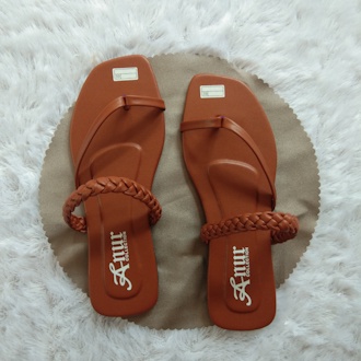 ANUR - Sandal Teplek Wanita Lingkar Jempol Tali kepang Remaja kekinian/Sendal Selop Slip On Tali Terbaru