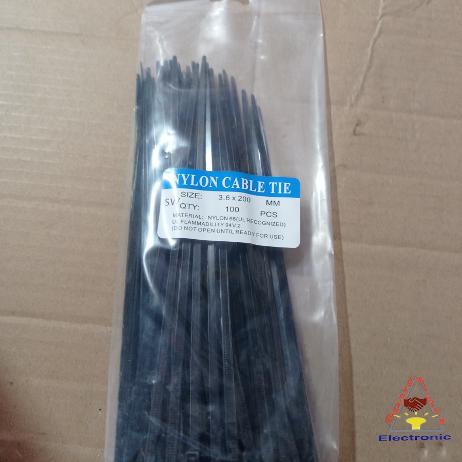 kabel ties 3,6 x 200 mm hitam 100 pcs