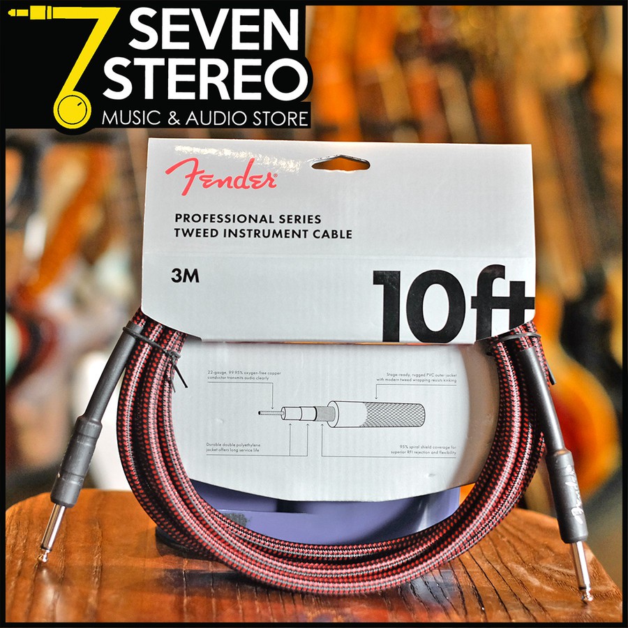 Fender Professional Series Instrument Cable 10 Ft Tweed