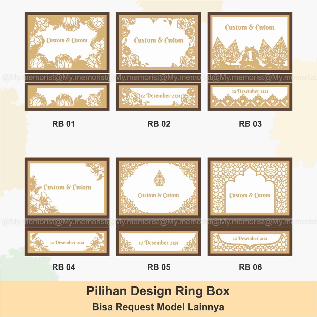 BEST1 Ring Box Laser Cutting Tempat Cincin Rustic Dekorasi Bunga Fast Order 1-2 hari Siap kirim