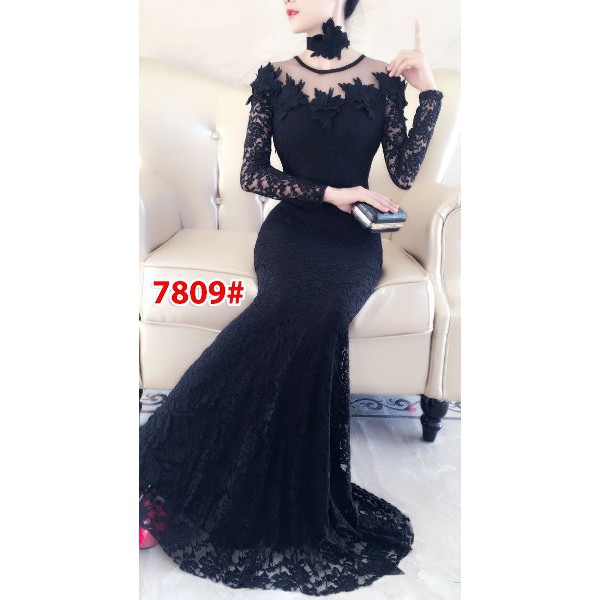 unix  long dress pesta wanita casual-dress brokat import-long dress pesta wanita-dress sabrina