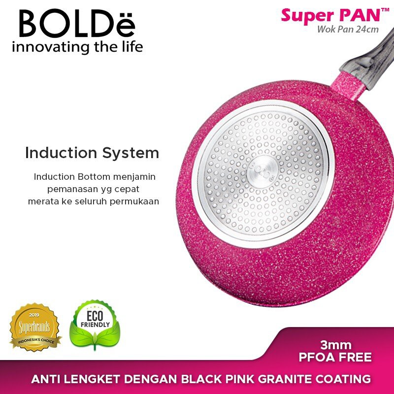 Bolde Super Pan Wok Wajan Penggorengan 24 Cm - Black Pink