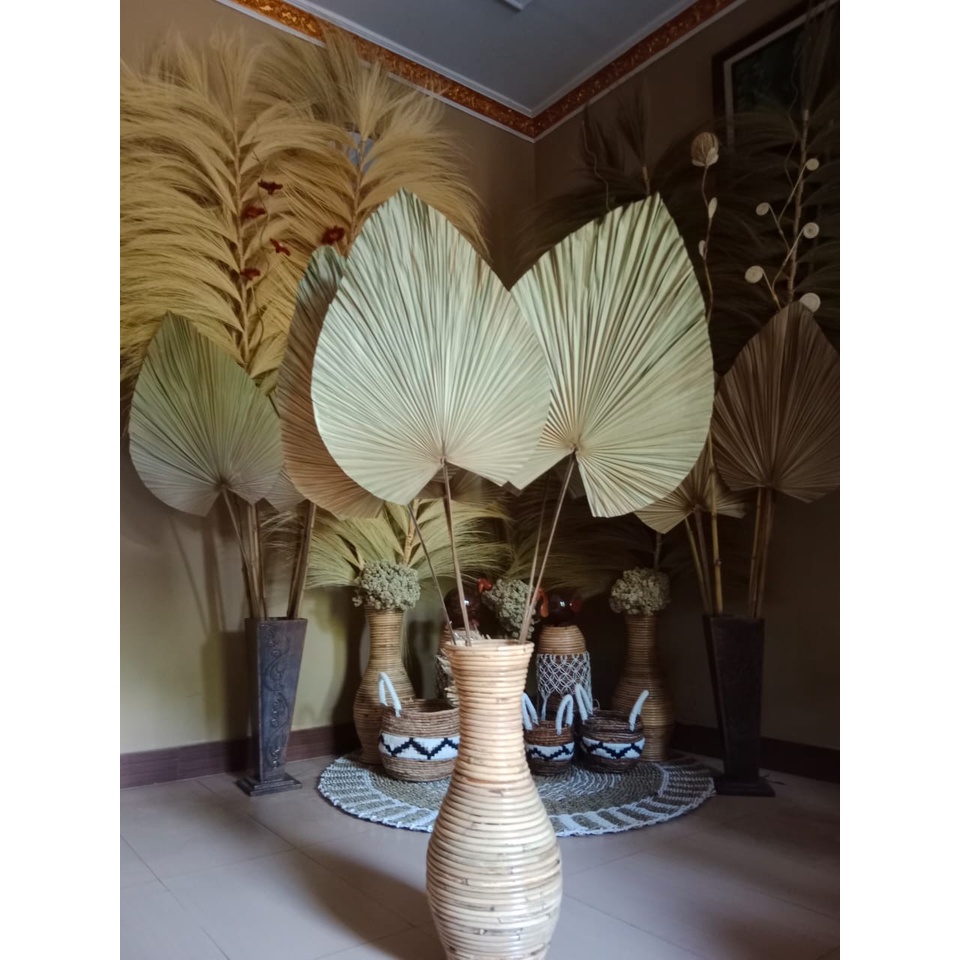 Dekorasi Daun Palem Kering Ukuran M/Hiasan Daun Palem/Palem Rustic