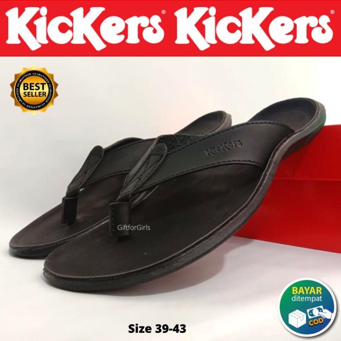 Kickers Original Sendal Jepit Kulit Asli Pria Sandal Cowok Formal