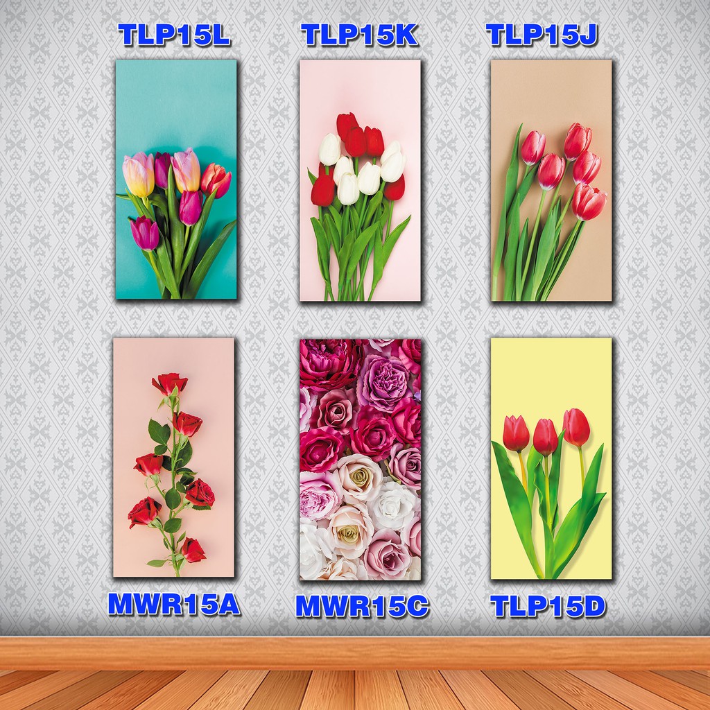 Dekorasi hiasan dinding pajangan dinding rumah poster kayu bunga tulip