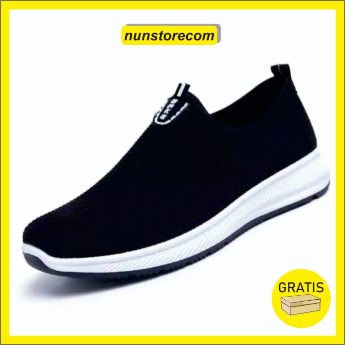 (COD) sepatu / sepatu sneakers / sepatu slip on pria sport onke 3warna - Biru, 39