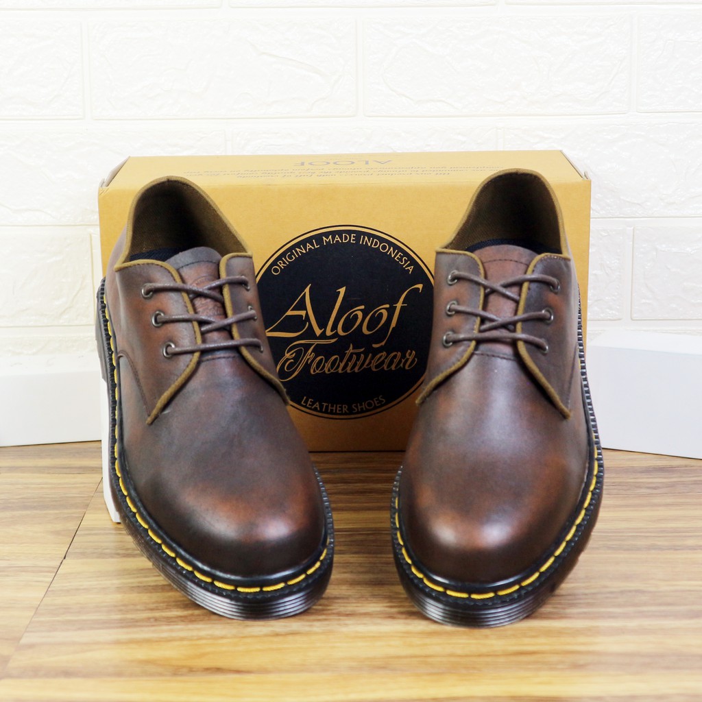 37-45 Aloof Delow - Sepatu Formal Unisex Kulit Asli Model Docmart 3 Hole Pria Wanita-5