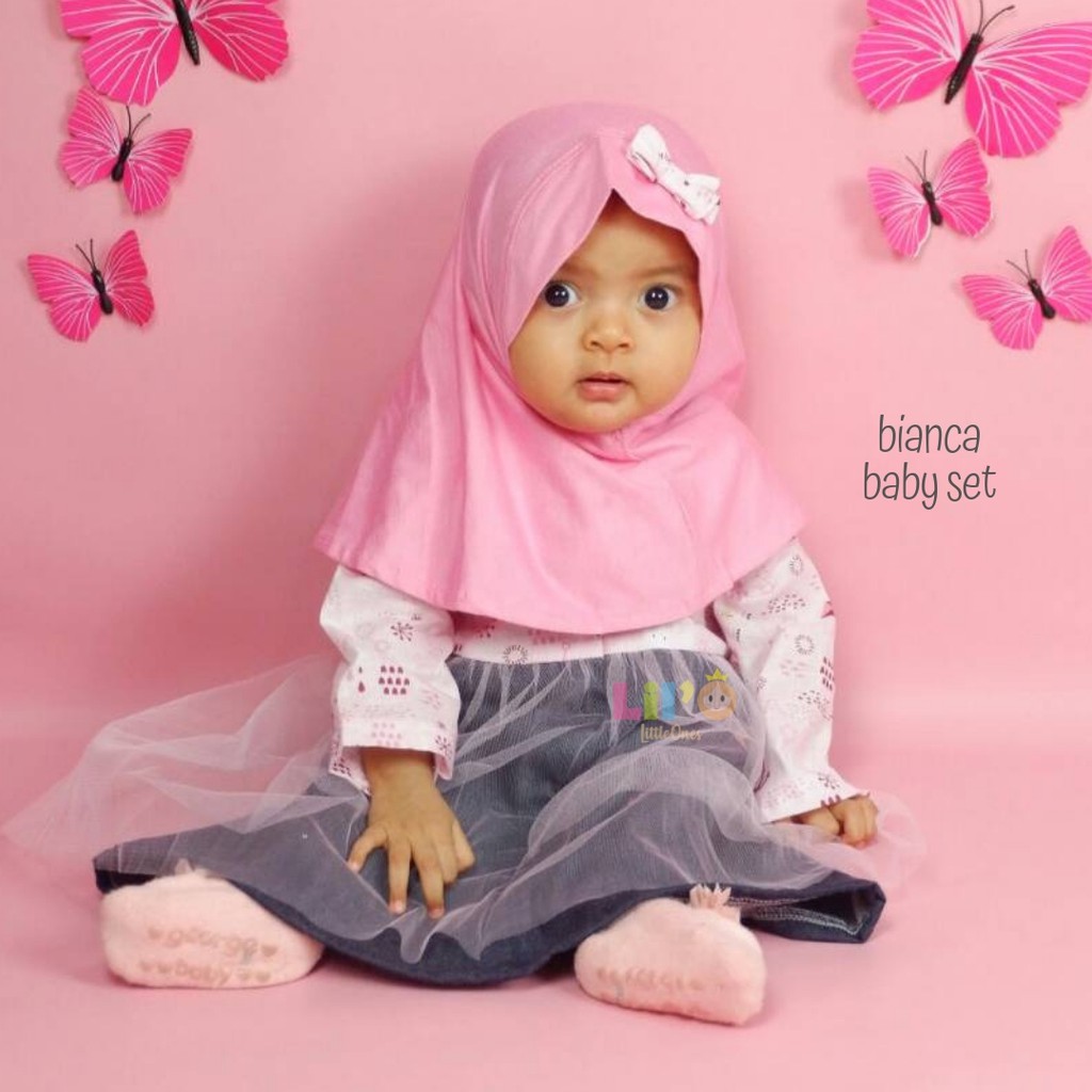 Gamis Anak Perempuan + Jilbab - Pakaian Anak New Born Muslim - Dress Anak Balita - Bianca Baby Dress