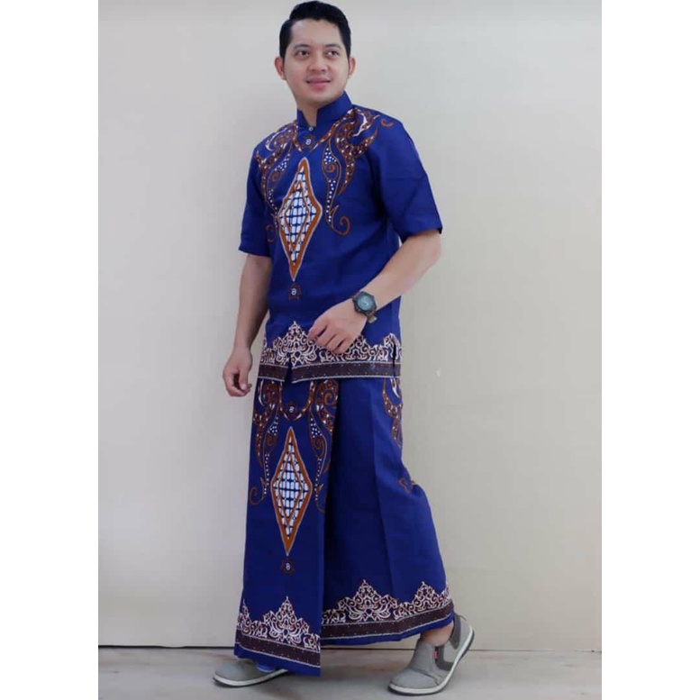 Setelan Sarung dan Kemeja Batik Solo Original / Setelan Busana Muslim Baju Koko Batik dan Sarung Ter
