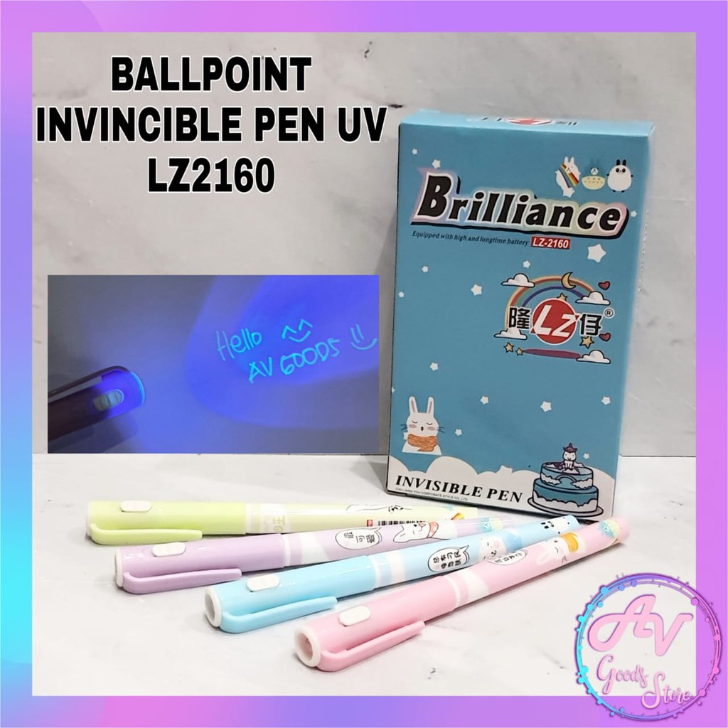 BALLPOINT / 12PCS PULPEN AJAIB LAMPU UV / INVISIBLE PEN LAMPU UV LZ2160 (1LUSIN)