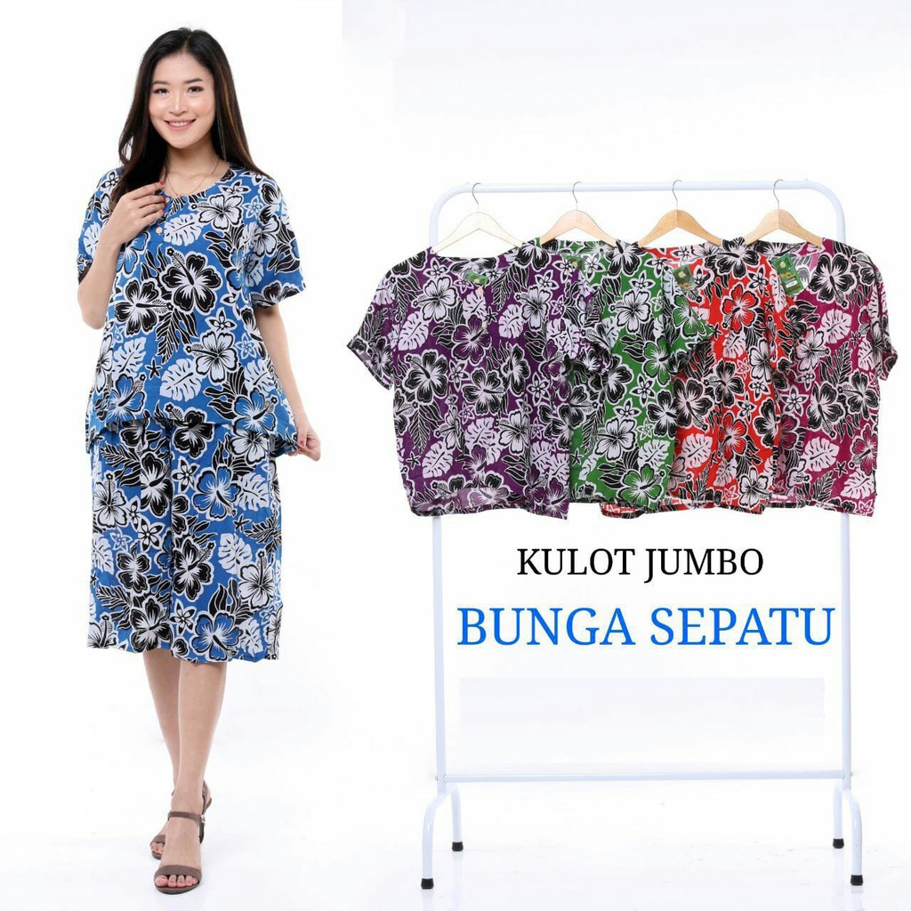 Baju Setelan Kulot Jumbo  - Stelan Kulot Jumbo - Kulot Jumbo Bunga Sepatu Kode: BH-061 - Toko B2M